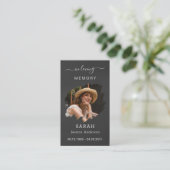 葬儀悔やみや弔慰写真記念祈りの言葉カード 名刺 (スタンド正面)