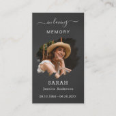 葬儀悔やみや弔慰写真記念祈りの言葉カード 名刺 (正面)