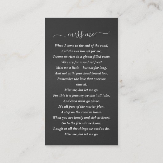 葬儀悔やみや弔慰写真記念祈りの言葉カード 名刺 (裏面)