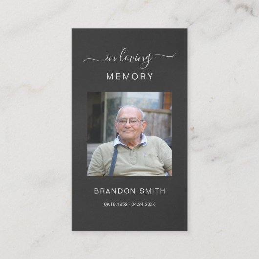 葬儀悔やみや弔慰写真記念祈りの言葉カード 名刺 (正面)