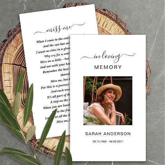 葬儀悔やみや弔慰写真記念祈りの言葉カード 名刺