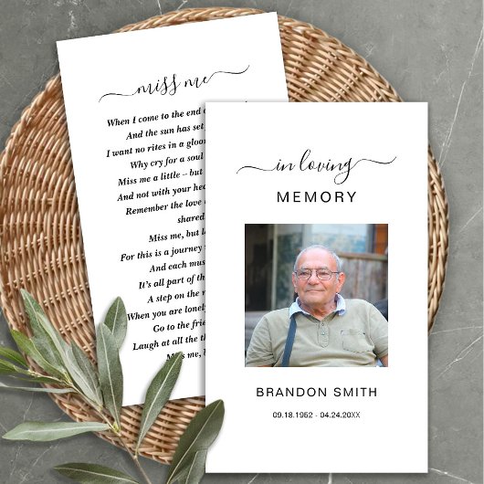 葬儀悔やみや弔慰写真記念祈りの言葉カード 名刺