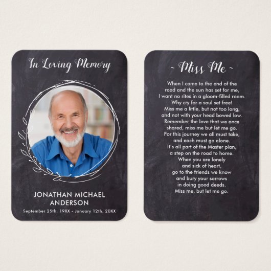 葬儀悔やみや弔慰記念祈りの言葉カード付き写真 (正面&裏面)