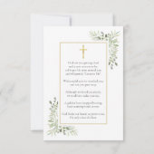 葬儀悔やみや弔慰記念祈りの言葉フォトカード (裏面)