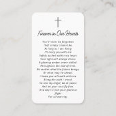 葬儀悔やみや弔慰記念祈りの言葉記念カード 名刺 (裏面)