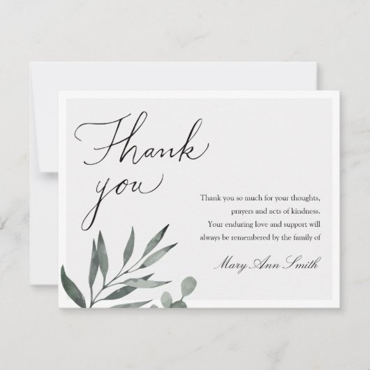 葬儀悔やみや弔慰追悼式サンキューカード (正面)