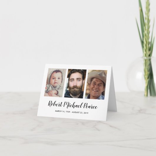 葬儀悔やみや弔慰3 Photo Memorial Thank You カード (正面)