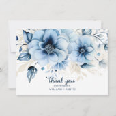 葬儀愛のメモリーブルーネイビーありがとう |写真 カード (正面)