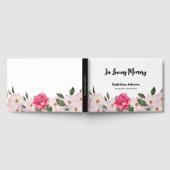 葬儀愛のワンウォータカラーピンク白いバラ ゲストブック (全面)