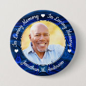 葬儀愛の思い出フォトブルーマーブルメモリアル 缶バッジ (正面)