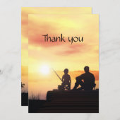 葬儀感謝してい父子魚釣り魚 サンキューカード (正面/裏面)