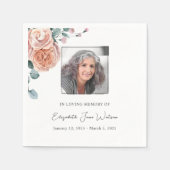 葬儀披露宴愛する記憶の桃のバラ スタンダードカクテルナプキン (正面)