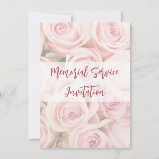 葬儀招待状 – ソフトピンクローズの花束 招待状 (裏面)