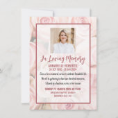 葬儀招待状 – ソフトピンクローズの花束 招待状 (正面)