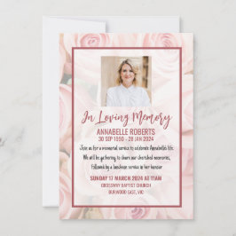 葬儀招待状 – ソフトピンクローズの花束 招待状