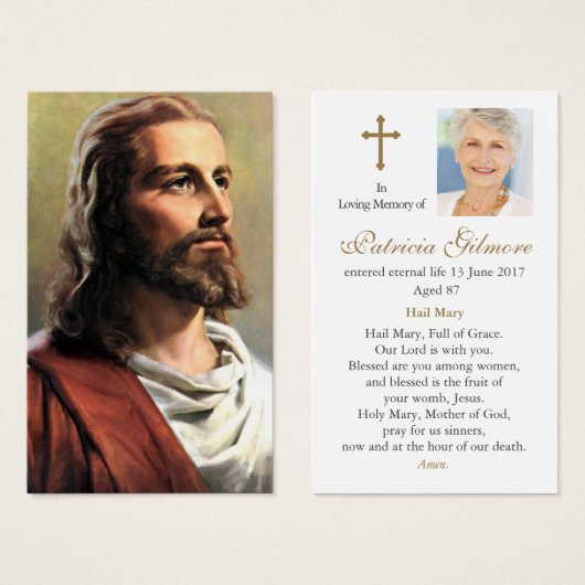 葬儀損失イエスキリスト祈りの言葉同情カード (正面&裏面)