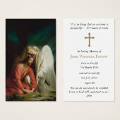 葬儀損失イエス&エンジェル祈りの言葉同情カード (正面&裏面)