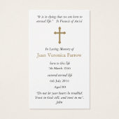 葬儀損失イエズクロス祈りの言葉同情カード (裏面)