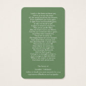 葬儀損失イエローチューリップ祈りの言葉同情カード (裏面)