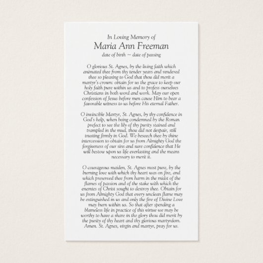 葬儀損失サンアグネス祈りの言葉共感表 (裏面)