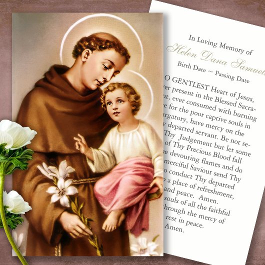 葬儀損失サンアントニー祈りの言葉同情カード 名刺