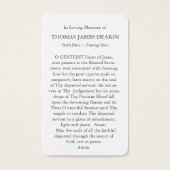 葬儀損失セントオーガスティン祈りの言葉同情カード (裏面)