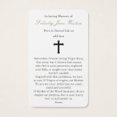 葬儀損失メリーロザリオ祈りの言葉同情カード (裏面)