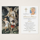 葬儀損失天使の写真祈りの言葉同情カード (正面&裏面)