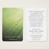 葬儀損失平和森祈りの言葉同情カード (正面&裏面)