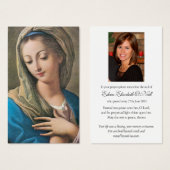 葬儀損失美しいメアリー祈りの言葉同情カード (正面&裏面)