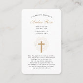 葬儀損失雹メアリー祈りの言葉同情カード 名刺 (裏面)