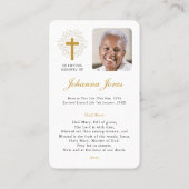 葬儀損失雹メアリー祈りの言葉同情カード 名刺 (裏面)