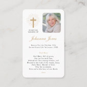 葬儀損失雹メアリー祈りの言葉同情カード 名刺 (裏面)