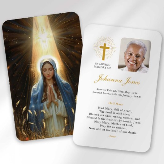 葬儀損失雹メアリー祈りの言葉同情カード 名刺