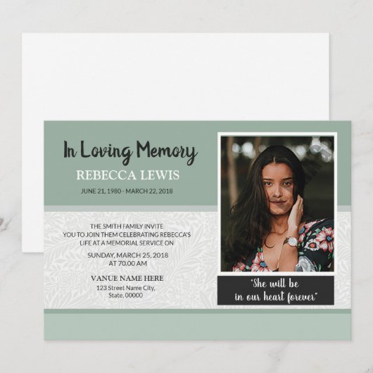 葬儀案内カード 招待状 (正面/裏面)