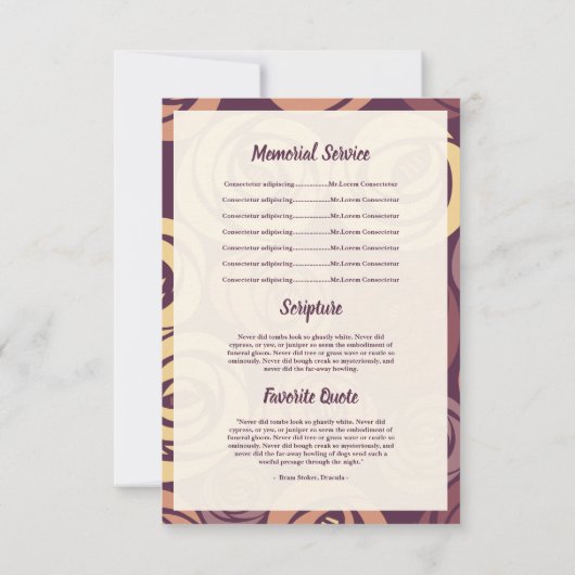 葬儀用のカード 招待状 (裏面)