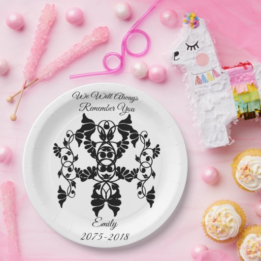 葬儀用の白黒花 ペーパープレート (パーティー)