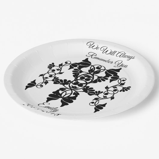 葬儀用の白黒花 ペーパープレート (アングル)