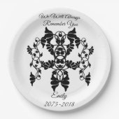 葬儀用の白黒花 ペーパープレート (正面)