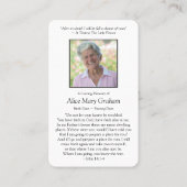 葬儀用テレーソーバラ祈りの言葉コンサンスカード 名刺 (裏面)