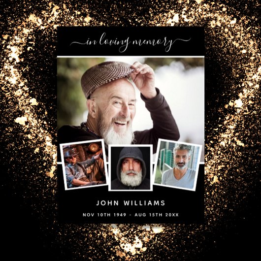 葬儀用写真コラージュ 黒 記念 歓迎 ポスター