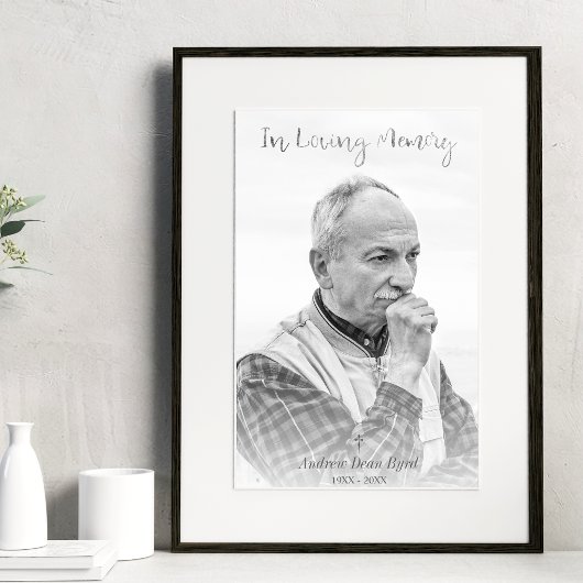 葬儀用 黒白 カスタム フォト ポスター