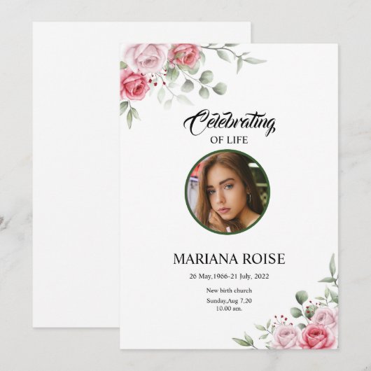 葬儀発表カード 案内状 (正面/裏面)