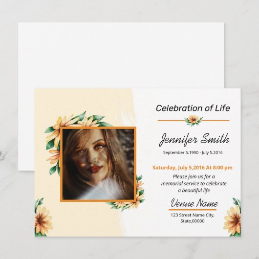 葬儀発表カード 案内状 (正面/裏面)