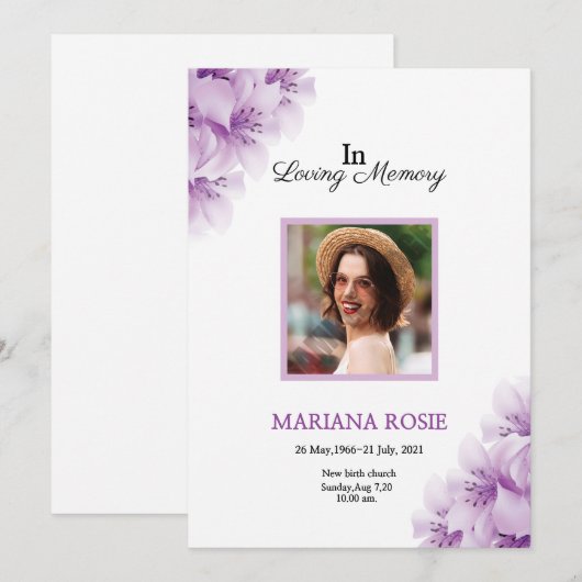 葬儀発表カード 案内状 (正面/裏面)