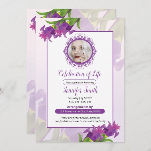 葬儀発表カード 案内状 (正面/裏面)