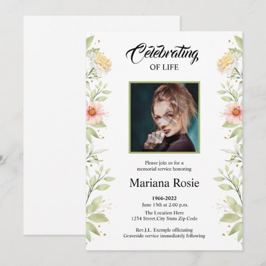 葬儀発表カード 案内状 (正面/裏面)