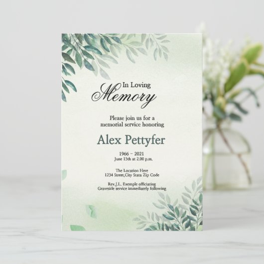 葬儀発表招待状カード 案内状 (スタンド正面)