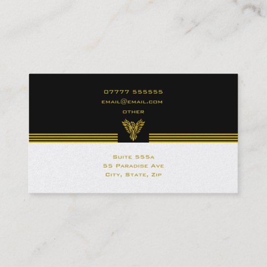 葬儀監督の金ゴールドストライプと起き上がるフェニックス 名刺 (裏面)