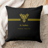 葬儀監督金ゴールドストライプとライジングフェニックス クッション (ブランケット)